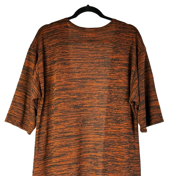 LulaRoe Long Cardigan Womens Medium Brown Black Open Front 3/4 Sleeve Ruffle - Picture 5 of 9